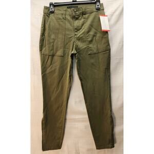 Social Standards Pants Womens Sz 2 Army Green Logan Utility Zipper Ankle 1190